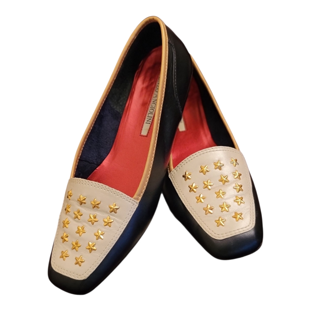 Enzo Angiolini Vero Cuoio Star Studded LeatherLoafers Flats. - Picture 9 of 12
